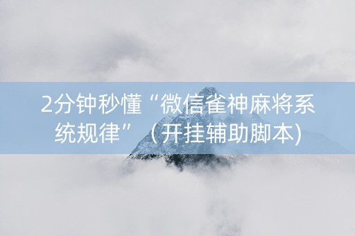 2分钟秒懂“微信雀神麻将系统规律”（开挂辅助脚本)