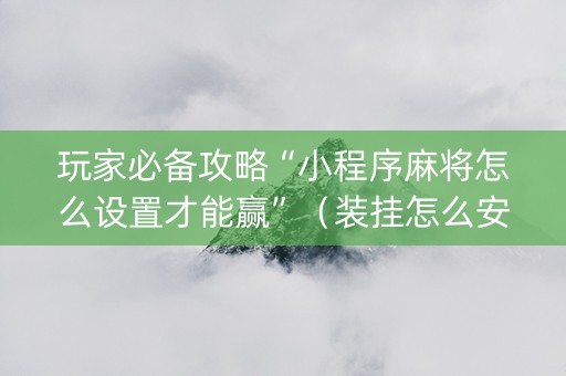 玩家必备攻略“小程序麻将怎么设置才能赢”（装挂怎么安装)