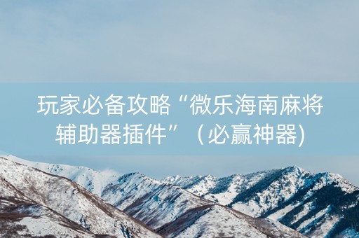 玩家必备攻略“微乐海南麻将辅助器插件”（必赢神器)