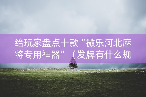 给玩家盘点十款“微乐河北麻将专用神器”（发牌有什么规律吗)