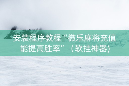 安装程序教程“微乐麻将充值能提高胜率”（软挂神器)