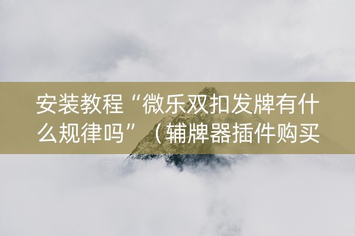 安装教程“微乐双扣发牌有什么规律吗”（辅牌器插件购买)