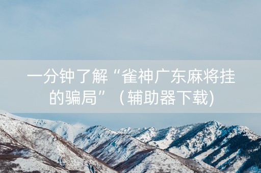 一分钟了解“雀神广东麻将挂的骗局”（辅助器下载)