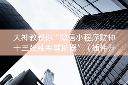 大神教教你“微信小程序财神十三张胜率辅助器”（插件开挂免费AI)