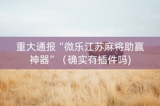 重大通报“微乐江苏麻将助赢神器”（确实有插件吗)