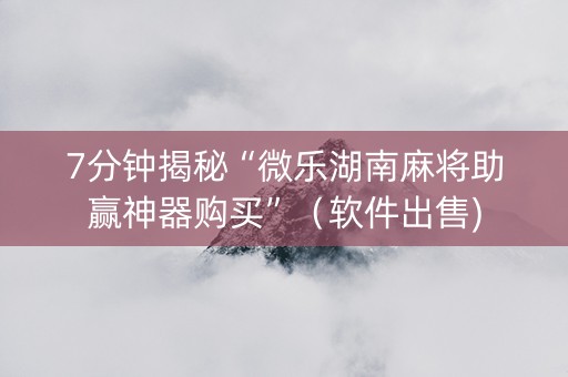 7分钟揭秘“微乐湖南麻将助赢神器购买”（软件出售)