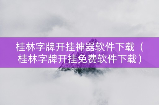 桂林字牌开挂神器软件下载（桂林字牌开挂免费软件下载）