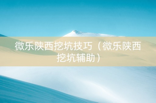 微乐陕西挖坑技巧（微乐陕西挖坑辅助）