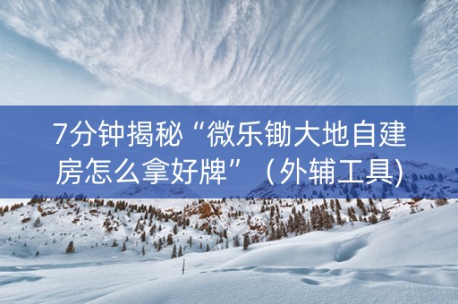 7分钟揭秘“微乐锄大地自建房怎么拿好牌”（外辅工具)