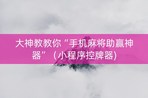大神教教你“手机麻将助赢神器”（小程序控牌器)