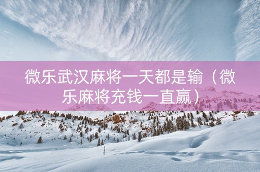 微乐武汉麻将一天都是输（微乐麻将充钱一直赢）