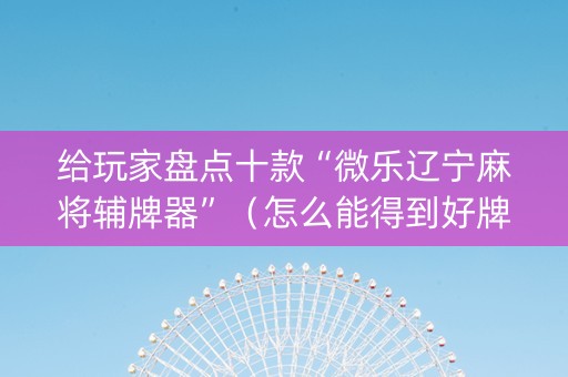给玩家盘点十款“微乐辽宁麻将辅牌器”（怎么能得到好牌)