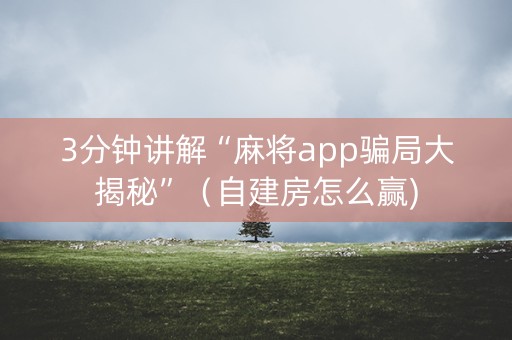 3分钟讲解“麻将app骗局大揭秘”（自建房怎么赢)