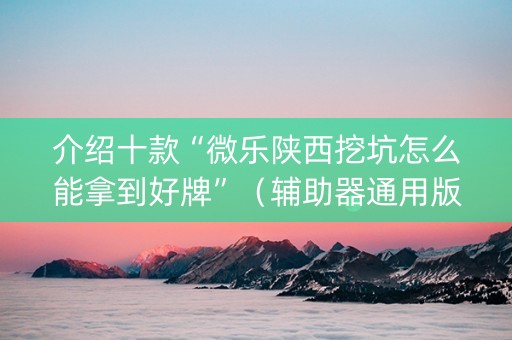 介绍十款“微乐陕西挖坑怎么能拿到好牌”（辅助器通用版)