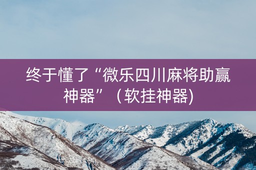 终于懂了“微乐四川麻将助赢神器”（软挂神器)