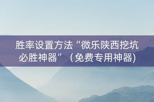 胜率设置方法“微乐陕西挖坑必胜神器”（免费专用神器)