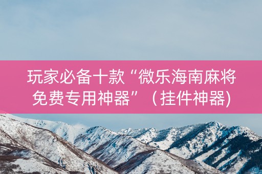 玩家必备十款“微乐海南麻将免费专用神器”（挂件神器)