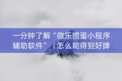 一分钟了解“微乐掼蛋小程序辅助软件”（怎么能得到好牌)