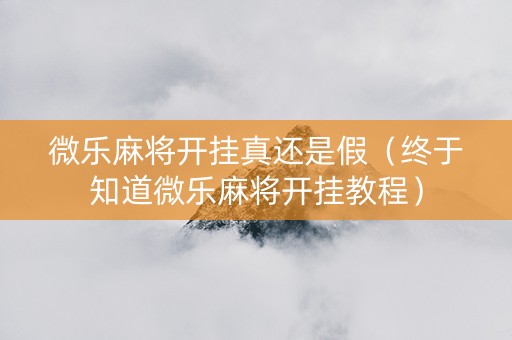 微乐麻将开挂真还是假（终于知道微乐麻将开挂教程）