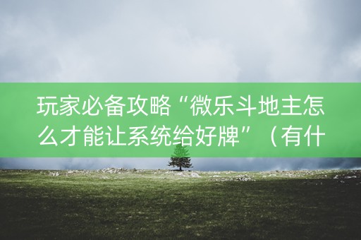 玩家必备攻略“微乐斗地主怎么才能让系统给好牌”（有什么诀窍)