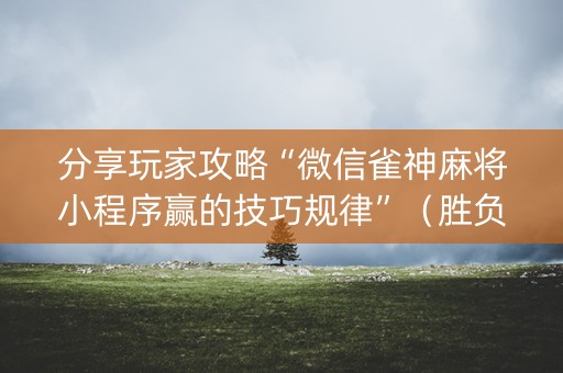分享玩家攻略“微信雀神麻将小程序赢的技巧规律”（胜负规律拿好牌)
