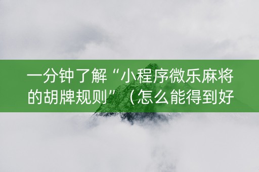 一分钟了解“小程序微乐麻将的胡牌规则”（怎么能得到好牌)