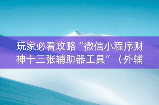 玩家必看攻略“微信小程序财神十三张辅助器工具”（外辅工具)