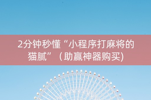 2分钟秒懂“小程序打麻将的猫腻”（助赢神器购买)