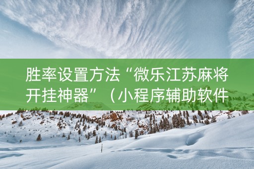 胜率设置方法“微乐江苏麻将开挂神器”（小程序辅助软件)