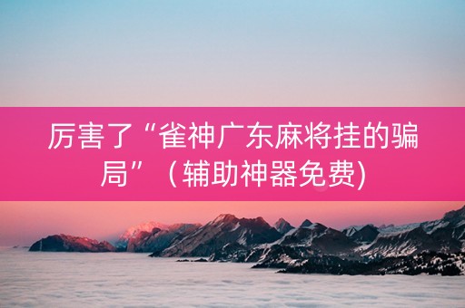 厉害了“雀神广东麻将挂的骗局”（辅助神器免费)