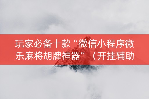 玩家必备十款“微信小程序微乐麻将胡牌神器”（开挂辅助插件)