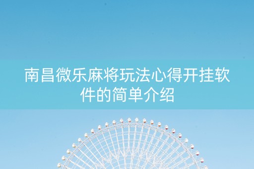 南昌微乐麻将玩法心得开挂软件的简单介绍