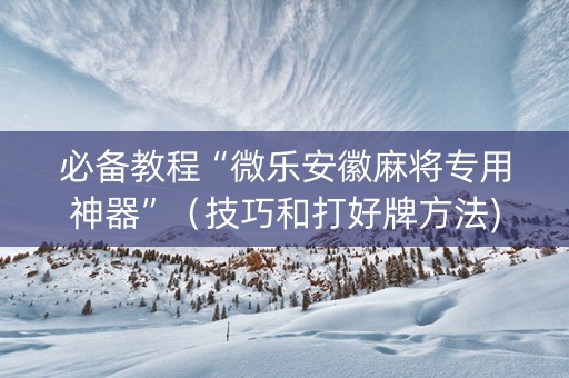 必备教程“微乐安徽麻将专用神器”（技巧和打好牌方法)