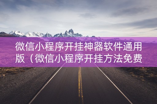 微信小程序开挂神器软件通用版（微信小程序开挂方法免费）