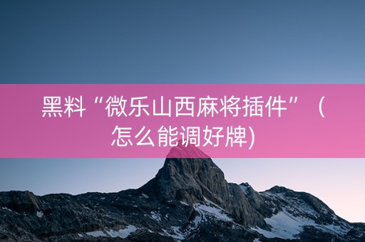 黑料“微乐山西麻将插件”（怎么能调好牌)