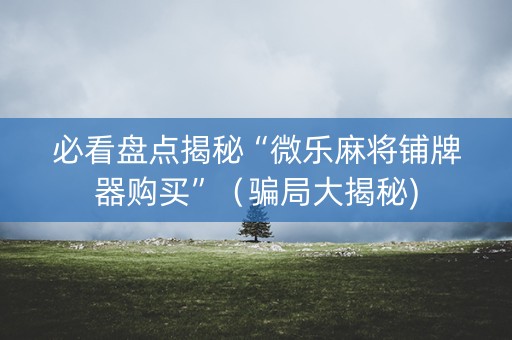 必看盘点揭秘“微乐麻将铺牌器购买”（骗局大揭秘)