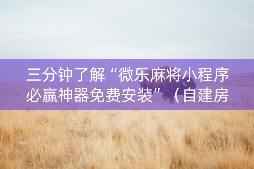三分钟了解“微乐麻将小程序必赢神器免费安装”（自建房怎么拿好牌)