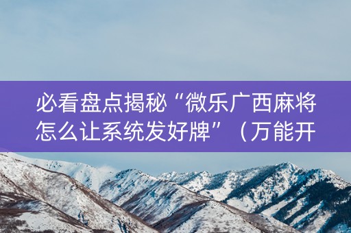 必看盘点揭秘“微乐广西麻将怎么让系统发好牌”（万能开挂器)