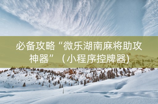 必备攻略“微乐湖南麻将助攻神器”（小程序控牌器)