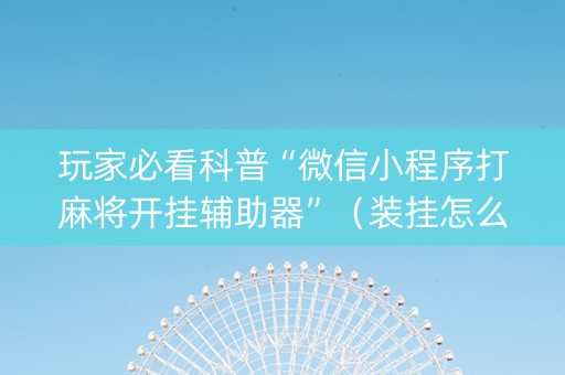 玩家必看科普“微信小程序打麻将开挂辅助器”（装挂怎么安装)