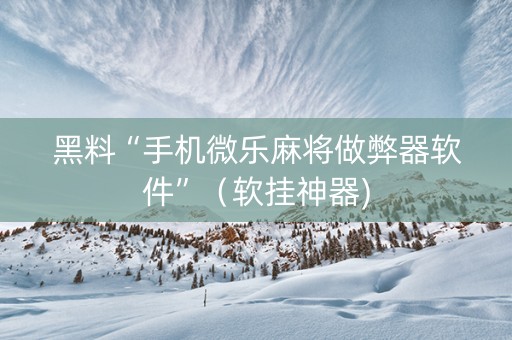 黑料“手机微乐麻将做弊器软件”（软挂神器)