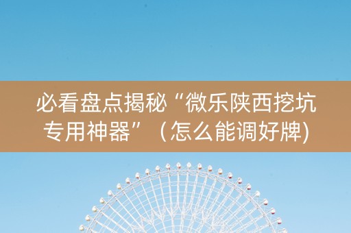 必看盘点揭秘“微乐陕西挖坑专用神器”（怎么能调好牌)