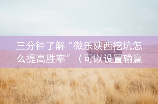 三分钟了解“微乐陕西挖坑怎么提高胜率”（可以设置输赢吗)