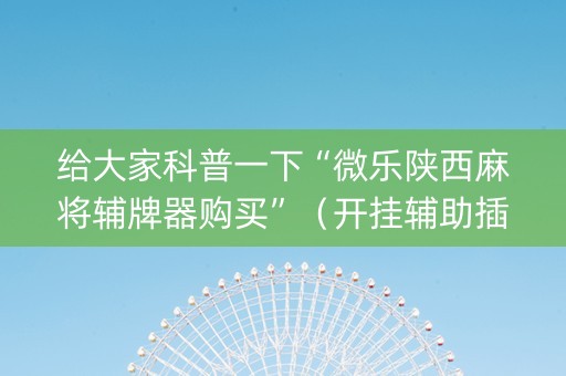 给大家科普一下“微乐陕西麻将辅牌器购买”（开挂辅助插件)