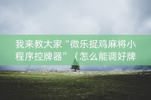 我来教大家“微乐捉鸡麻将小程序控牌器”（怎么能调好牌)