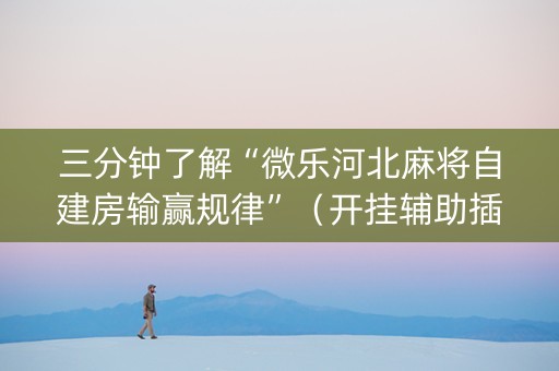 三分钟了解“微乐河北麻将自建房输赢规律”（开挂辅助插件)