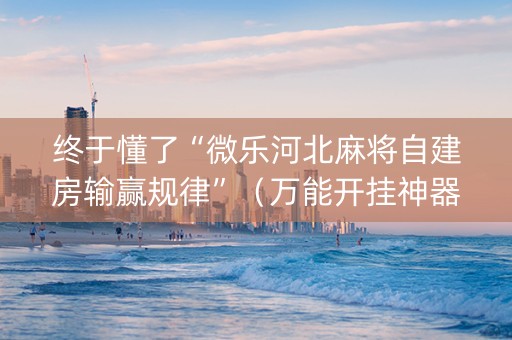 终于懂了“微乐河北麻将自建房输赢规律”（万能开挂神器)