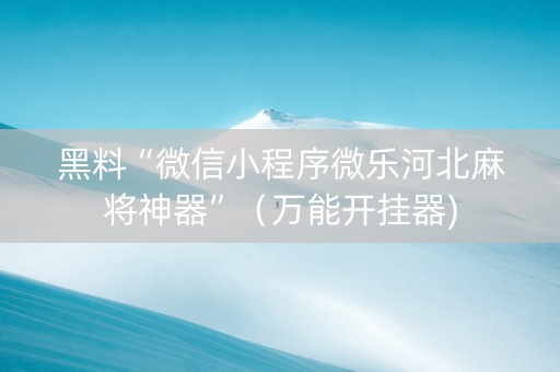黑料“微信小程序微乐河北麻将神器”（万能开挂器)
