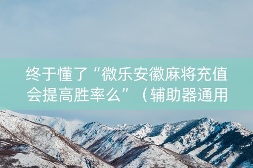 终于懂了“微乐安徽麻将充值会提高胜率么”（辅助器通用版)