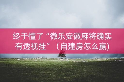 终于懂了“微乐安徽麻将确实有透视挂”（自建房怎么赢)